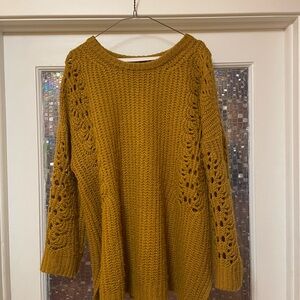 Anthropologie Pilcro Mustard Crew Neck Sweater